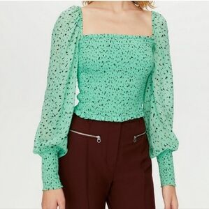 Aritzia Little Moon Gimlet Smocked Long Sleeve Blouse Top Medium